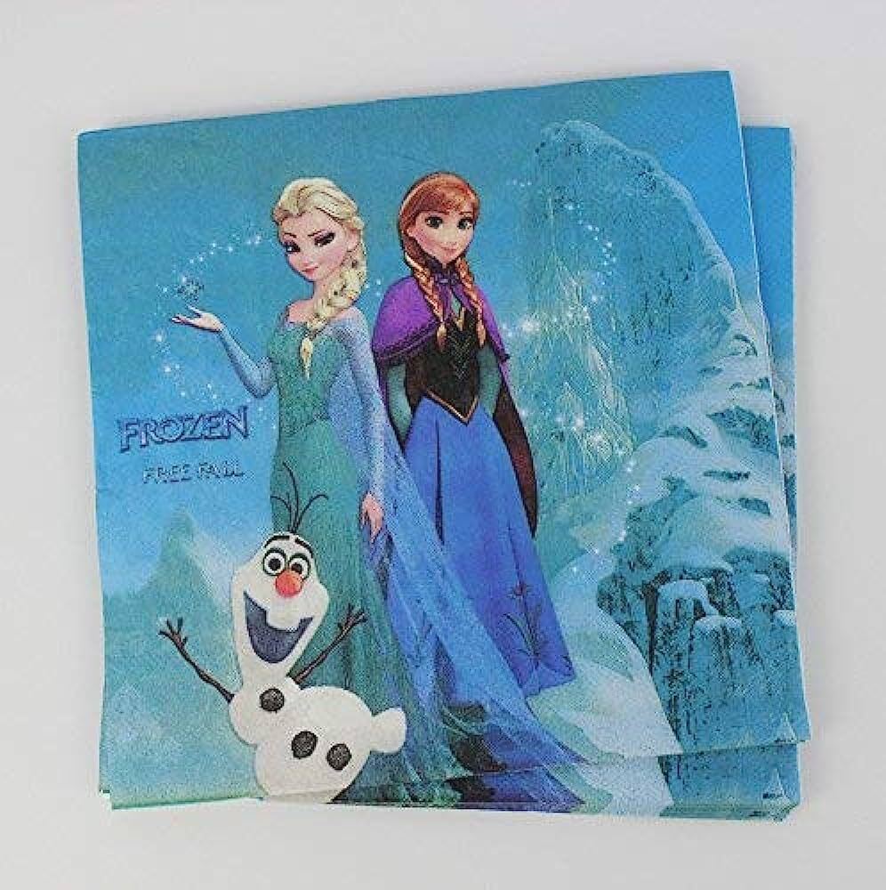 20pcs Birthday Party Frozen Elsa Anna Theme NapkinsTissue Paper Lunch Paper Napkins Disposable - Homeware Discounts