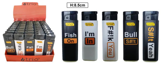 5 Pack TRIO Cigarette Lighter Disposable Gas Jet Lighter Hub Designs Windproof