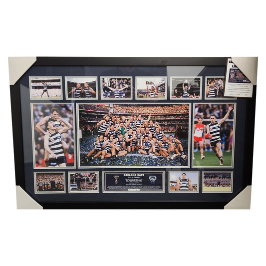 2022 Premiers Geelong Cats 86CM x 56CM Team Post Wooden Frame