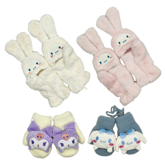 Hello Kitty Winter Mittens Gloves - Kuromi Cinnamoroll Kids Teen Size Wool Knit Mitten