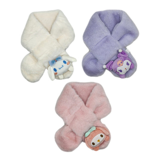 Hello Kitty Kids Scarfs - Kuromi Cinnamoroll My Melody Fluffy Furry Soft Plush Winter