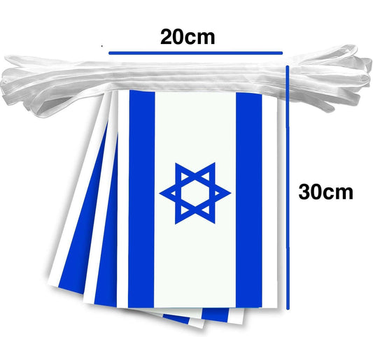 Israel Bunting Flag Outdoor Banner Israeli Star of David IL - 10 Flags 20x30cm - Homeware Discounts