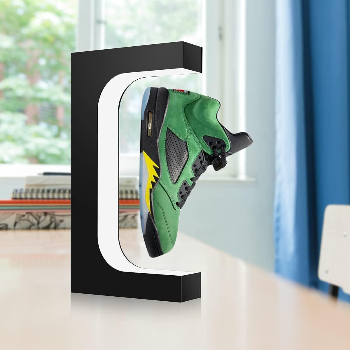 Floating Shoe Display Rotating Levitating Shoe Display LED Light Levitation Sneaker Rack - Homeware Discounts