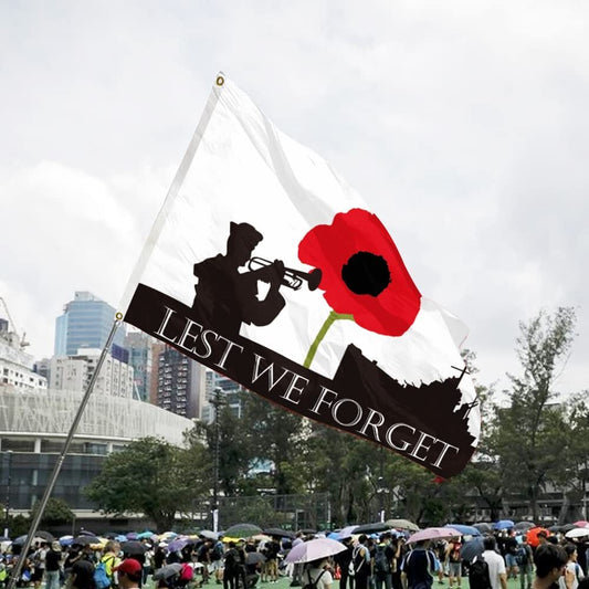 Large Lest We Forget Flag Heavy Duty Outdoor Navy 90 X 150 CM - 3ft x 5ft - Homeware Discounts
