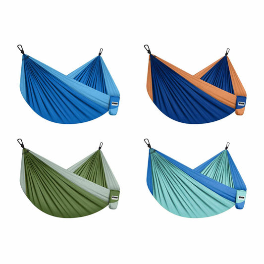 Camping Hammock, Portable Lightweight Parachute 210T Nylon Hammock with Straps, Storage Bag and Hooks, 270 x 140 cm Camping Hammock Kit for Camping, Travel, Beach, Garden - Homeware Discounts