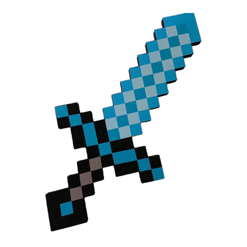 40cm Foam Sword Roleplay Diamond pick mine Sword Battle Toy Life-sized Pixel Swords - Homeware Discounts