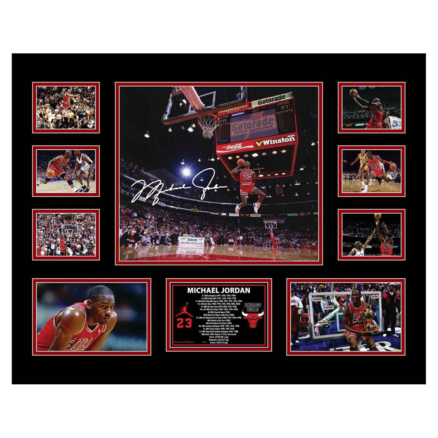 Michael Jordan Chicago Bulls 56CM x 46CM Limited Photo Memorabilia Wooden Frame