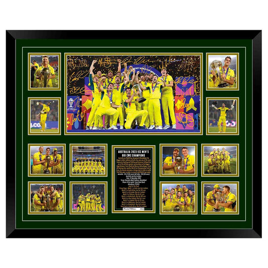 Australia ODI Cricket World Cup Champions SIGNED Limited Edition Photo Memorabilia Wooden Frame ICC Cricket World Cup 2023