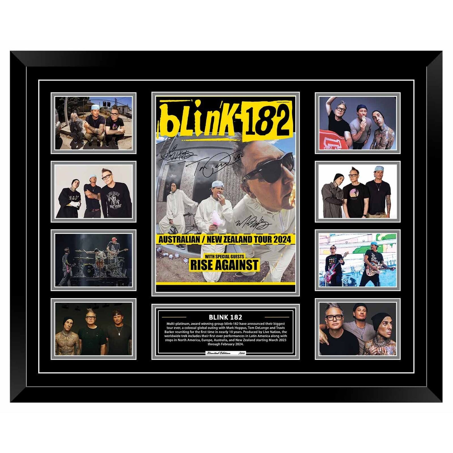 BLINK 182 AUSTRALIA 2024 AUSTRALIA TOUR Signed Limited Photo Memorabilia Frame