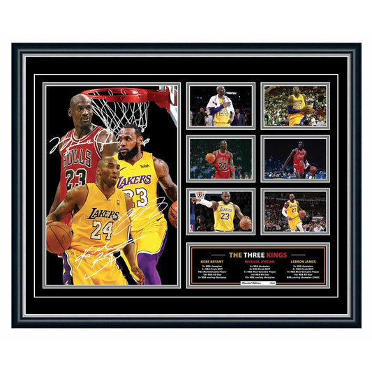 MICHAEL JORDAN KOBE BRYANT LEBRON JAMES Limited Edition Photo Memorabilia Wooden Frame