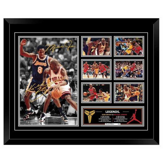 MICHAEL JORDAN & KOBE BRYANT LEGENDS Limited Edition Photo Memorabilia Wooden Frame