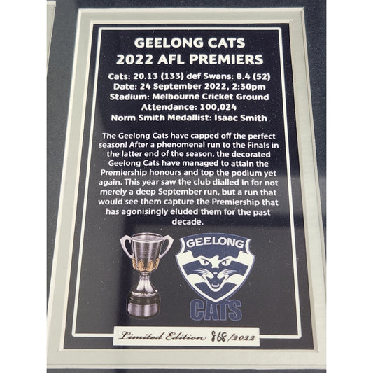2022 Premiers Geelong Cats 56CM x 46CM Team Post Wooden Frame - Homeware Discounts