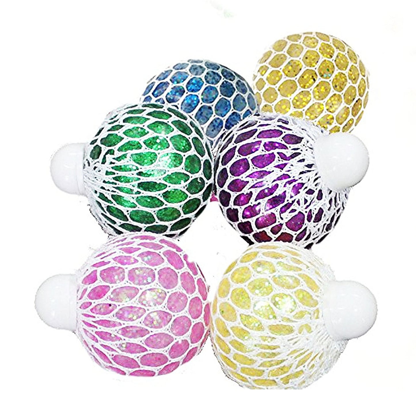 Sensory Squishy Balls Stress Relief Glitter Mesh Balls Kids Children - Homeware Discounts