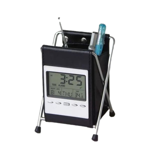 Digital Alarm Clock Calendar Temperature LCD Clock pen holder - Homeware Discounts