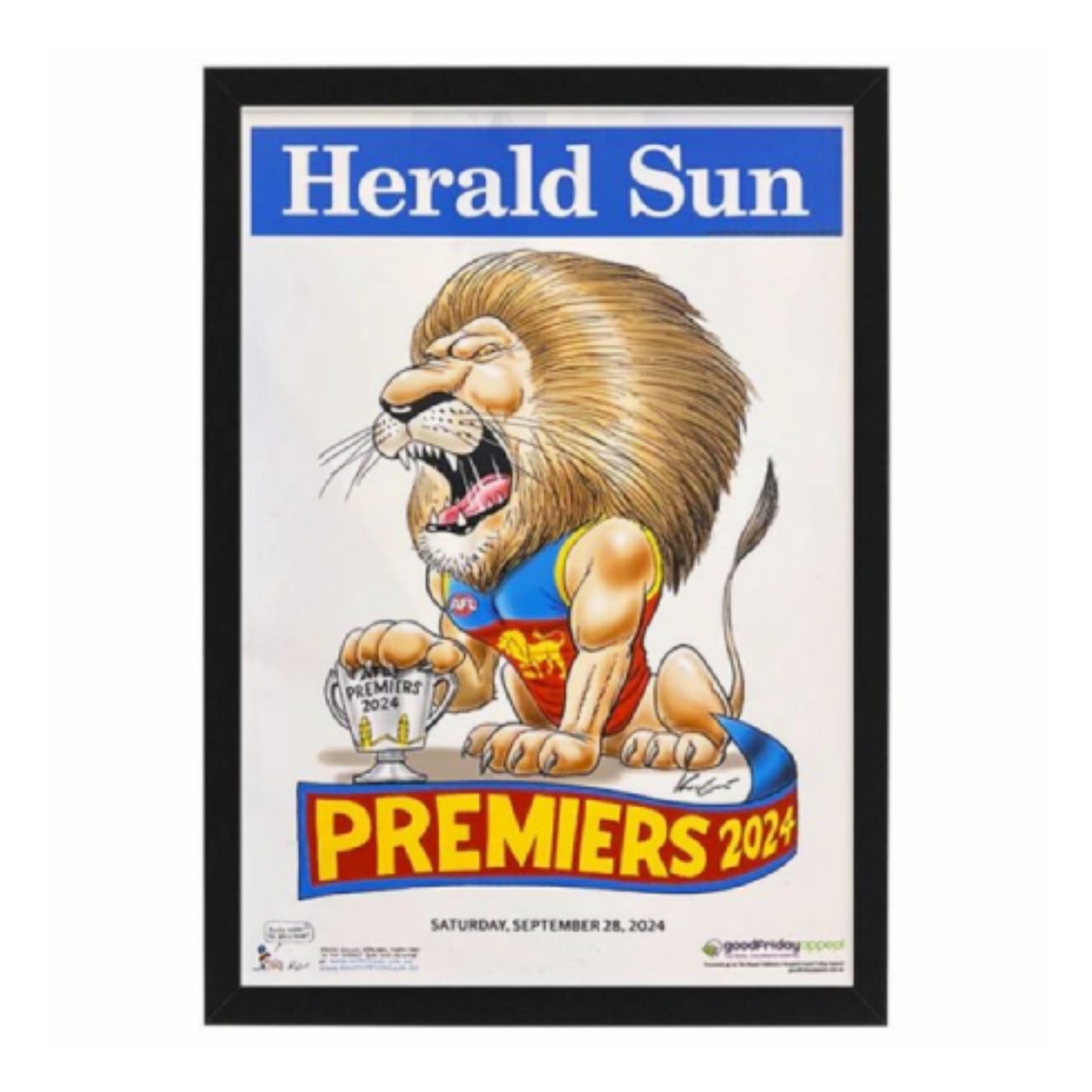 2024 Brisbane Premiers 70CMx50CM Wooden Framed MEMORABILIA