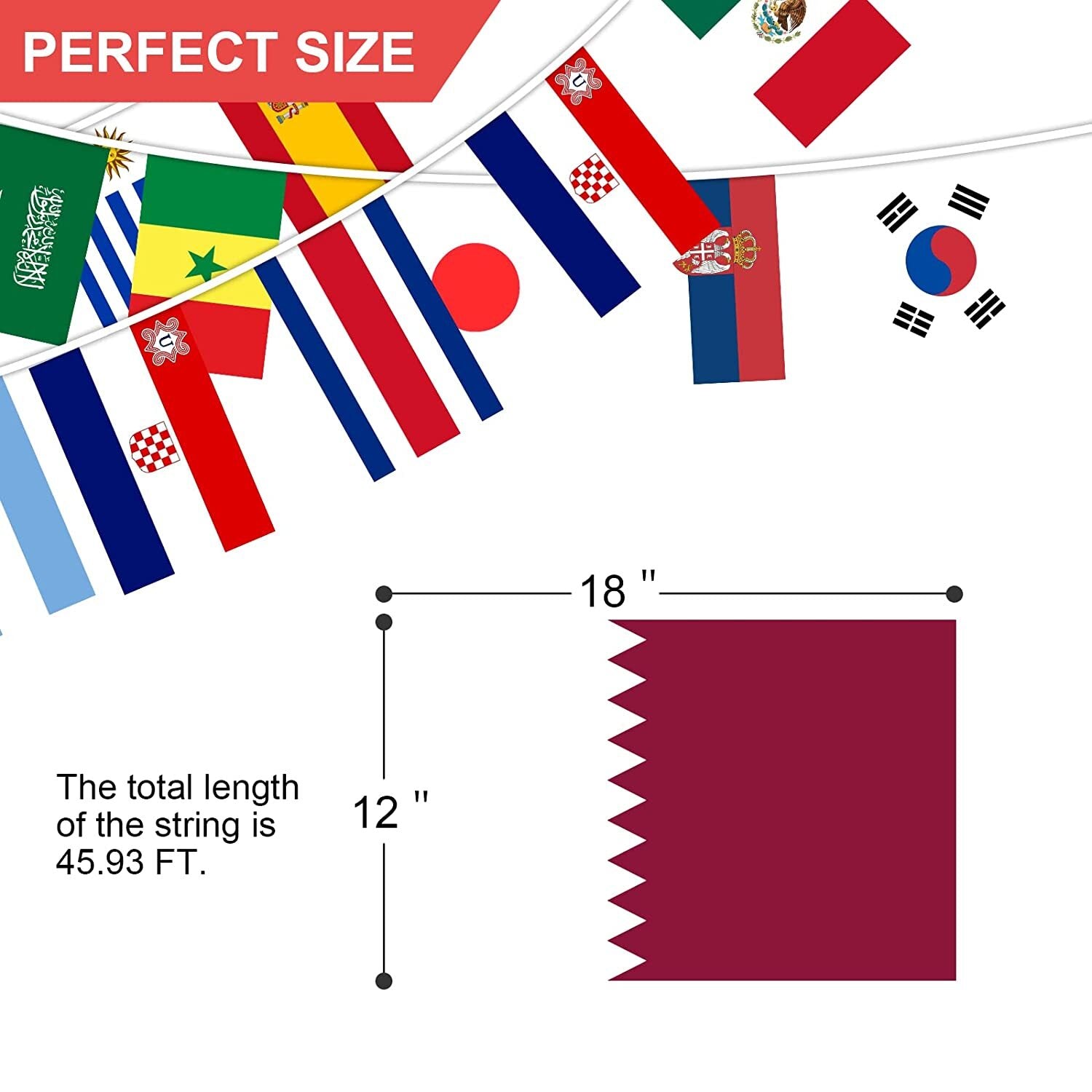 2022 Qatar World Cup 32 Team Flag 10 Meter Bunting Football Banner Bar Decoration - Homeware Discounts
