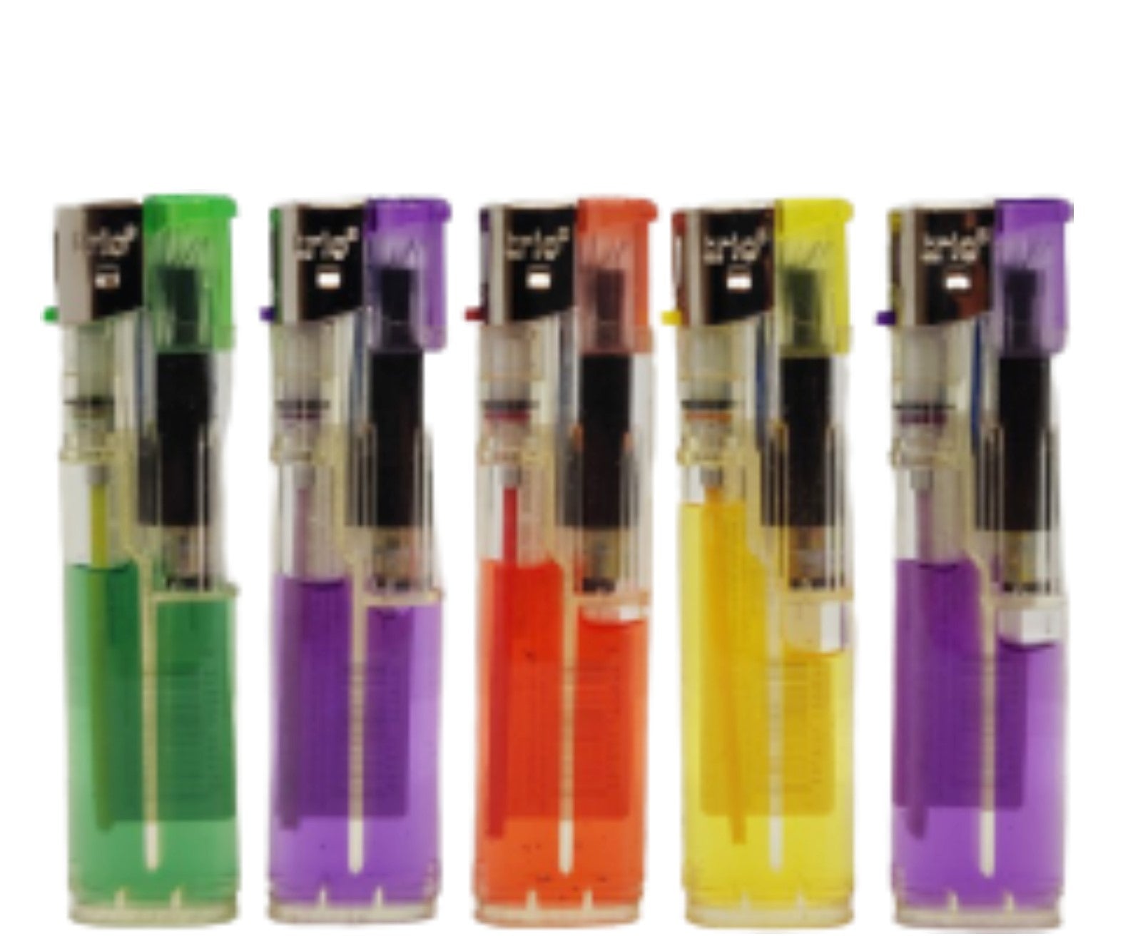 5 PACK TRIO Disposable Gas Lighter Pocket Sized Purple Green Orange Yellow - Homeware Discounts