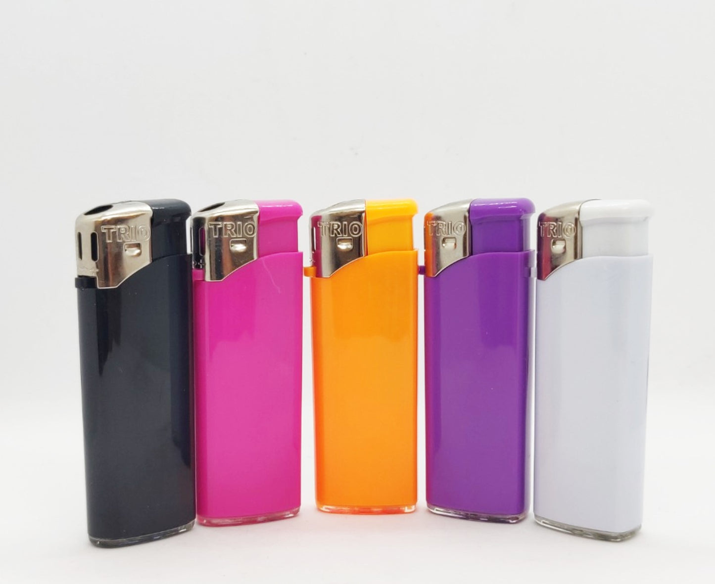5 PACK TRIO Mini Disposable Gas Lighter 6CM Pocket Sized Black Pink Orange Purple White - Homeware Discounts