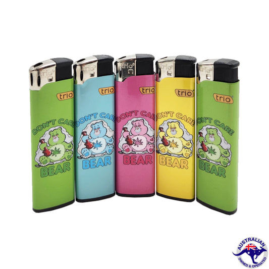 5 Pack Cigarette Lighter TRIO Don't Care Bear Disposable Gas Lighters Pocket Sized - Homeware Discounts