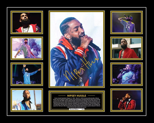 NIPSEY HUSSLE FAREWELL Signed Limited Edition Photo Memorabilia Wooden Frame