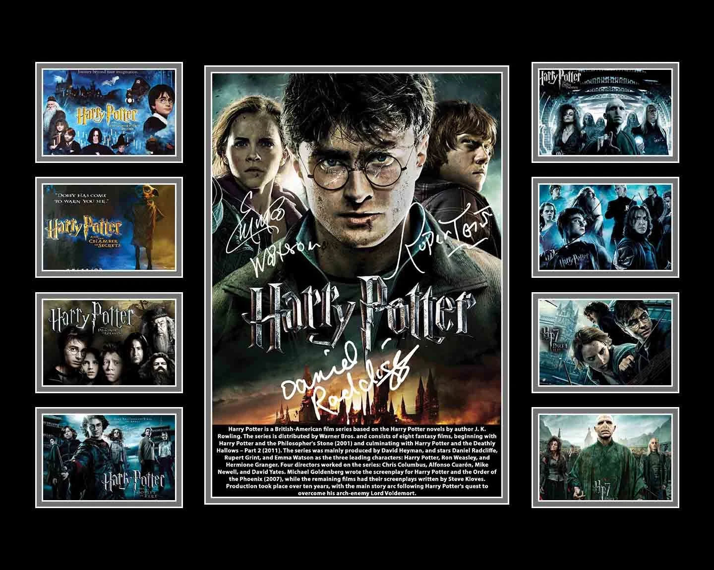 HARRY POTTER COLLECTION DANIEL RADCLIFFE EMMA WATSON Signed Limited Edition Photo Memorabilia Wooden Frame