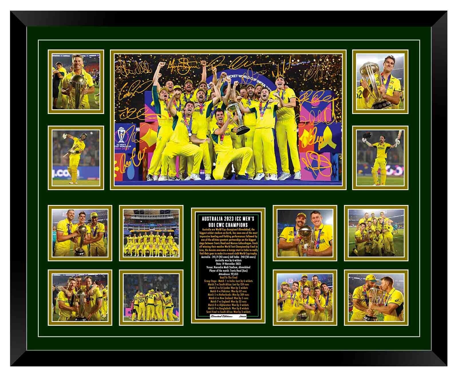 Australia ODI Cricket World cup Champions SIGNED Limited Edition Photo Memorabilia Wooden Frame ICC Cricket World Cup 2023 - Homeware Discounts
