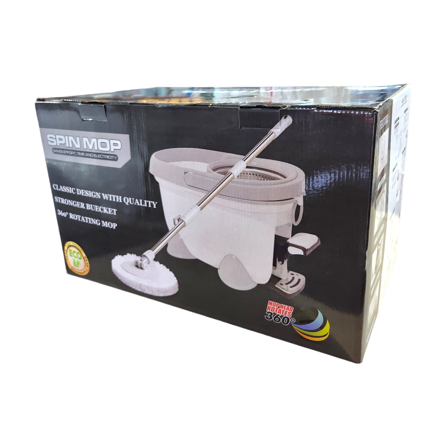 360 11 Litre Spin Mop with Bucket Extra Large Hands Free Stainless Steel Magic Mop +2 Heads