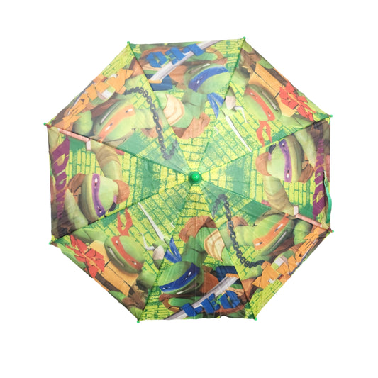 Kids Children TMNT Ninja Turtles Green Umbrella Characters Rainwear 73cm Winter - Homeware Discounts