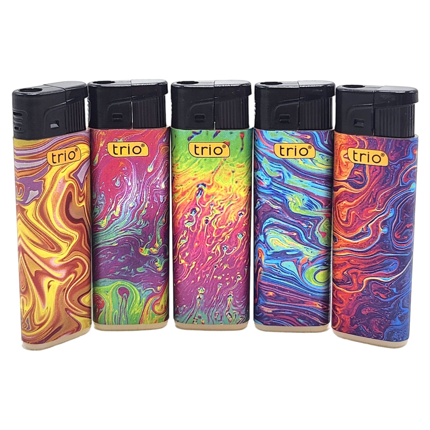 5 Pack TRIO Cigarette Lighter Colour Splash Disposable Gas Jet Lighter Windproof - Homeware Discounts