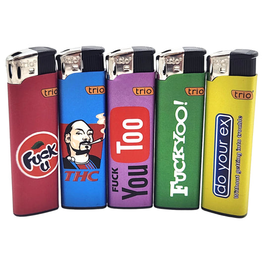5 Pack Cigarette Lighter TRIO Variety Disposable Gas Lighters Pocket Sized - Homeware Discounts