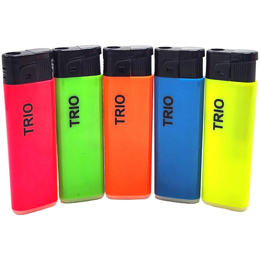 5 Pack TRIO Cigarette Lighter Disposable Gas Jet Lighter Fluro Coloured Windproof - Homeware Discounts