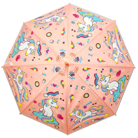 Kids Children Rainbow Unicorn Umbrella Characters Rainwear 80cm Winter