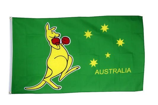 Large Boxing Kangaroo Flag Heavy Duty Outdoor Australian National Symbol 90 X 150 CM - 3ft x 5ft - Homeware Discounts