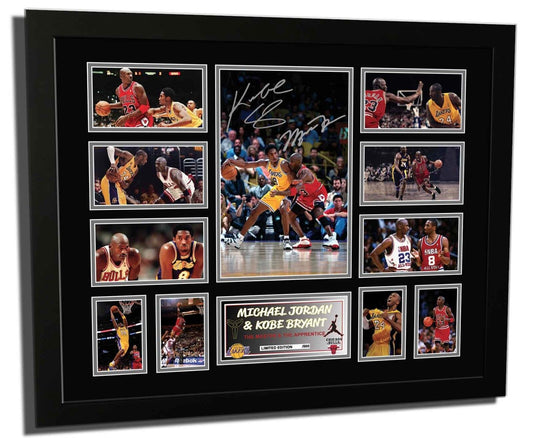 MICHAEL JORDAN & KOBE BRYANT Signed Limited Edition Photo Memorabilia Wooden Frame - Homeware Discounts