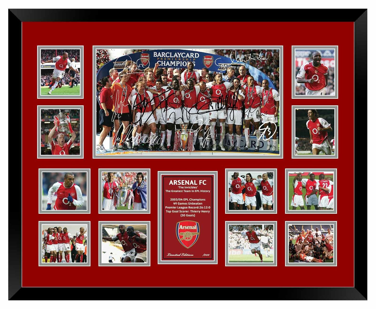 ARSENAL FC THE INVINCIBLES 2004 THIERRY HENRY Limited Edition Photo Memorabilia Wooden Frame - Homeware Discounts