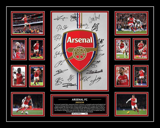 ARSENAL FC 2023/24 ODEGAARD BUKAYO SAKA MARTINELLI EPL Soccer Football Limited Photo Memorabilia Wooden Frame