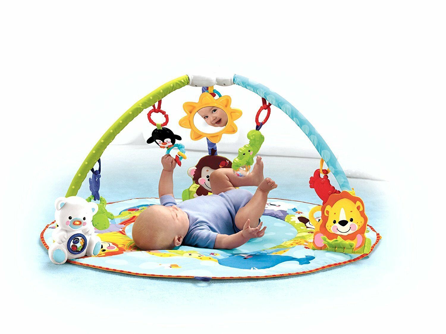 100cm Large Baby Deluxe Musical Baby Gym Play Mats Kick & Play Gym Infants Baby Toy play mat - Homeware Discounts