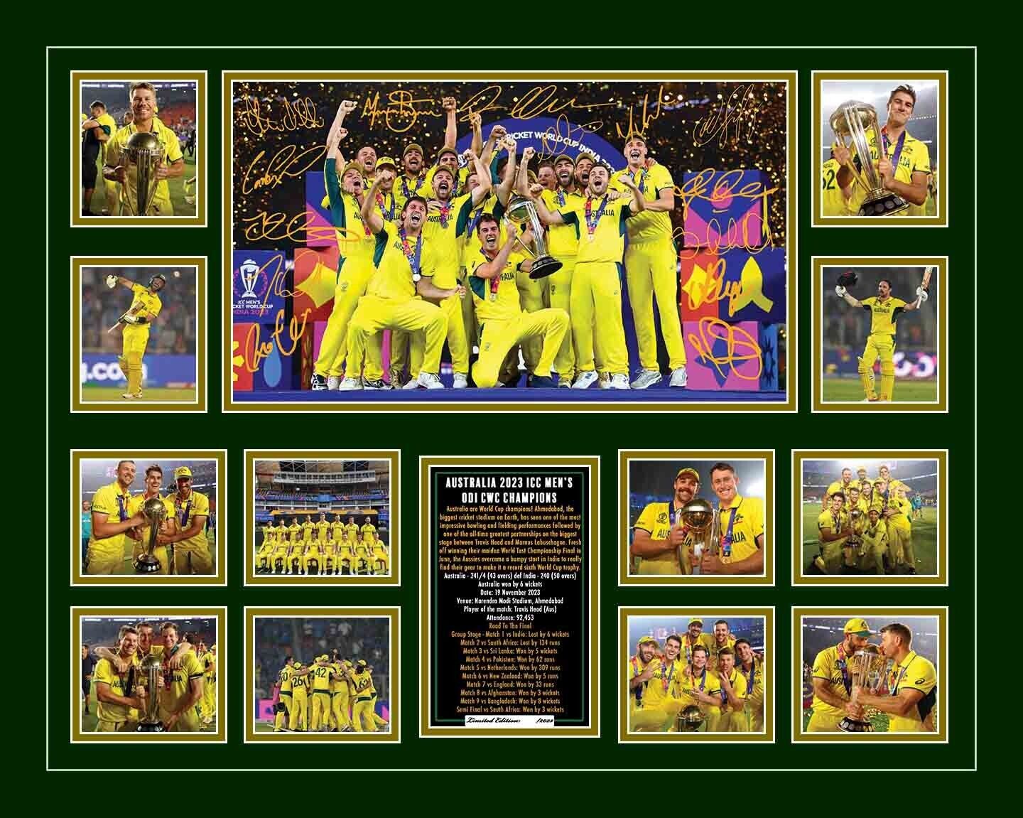 Australia ODI Cricket World cup Champions SIGNED Limited Edition Photo Memorabilia Wooden Frame ICC Cricket World Cup 2023 - Homeware Discounts