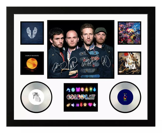 COLDPLAY Signed Limited Edition Photo Memorabilia Wooden Frame