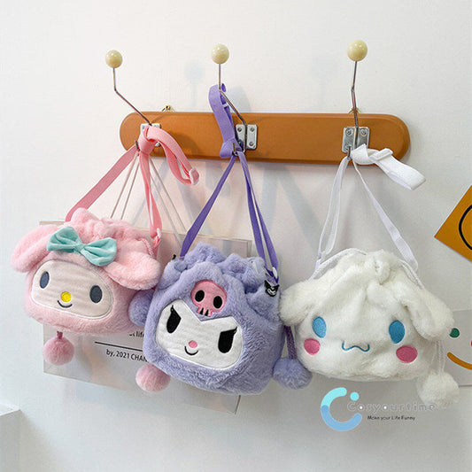 Hello Kitty Plush Handbag carry bag kids bag - Kuromi My Melody Cinnamoroll Pompompurin - Homeware Discounts