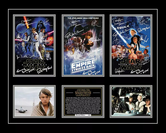 STAR WARS ORIGINAL TRILOGY 1977-1983 CAST Signed Limited Edition Photo Memorabilia Wooden Frame