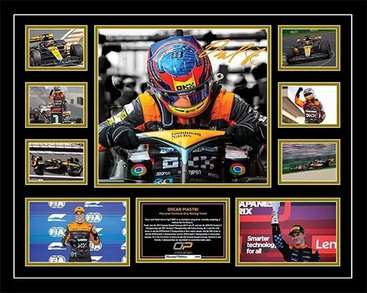 OSCAR PIASTRI F1 2023 GRAND PRIX MCLAREN F1 Limited Edition Photo Memorabilia Wooden Frame