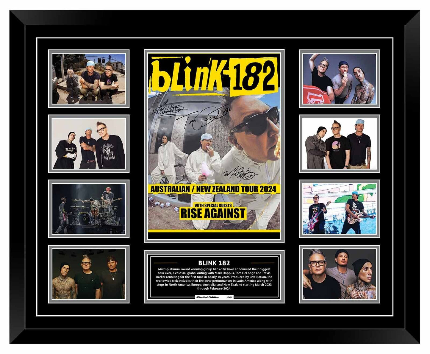 BLINK 182 AUSTRALIA 2024 AUSTRALIA TOUR Signed Limited Photo Memorabilia Frame - Homeware Discounts