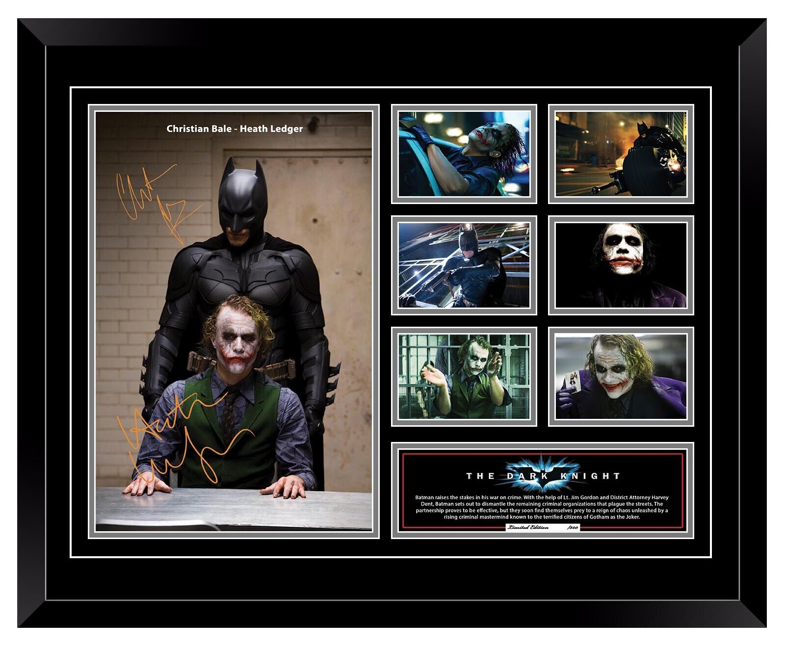 Batman The Dark Knight Heath Ledger Christian bale Signed Limited Photo Memorabilia Frame - Homeware Discounts