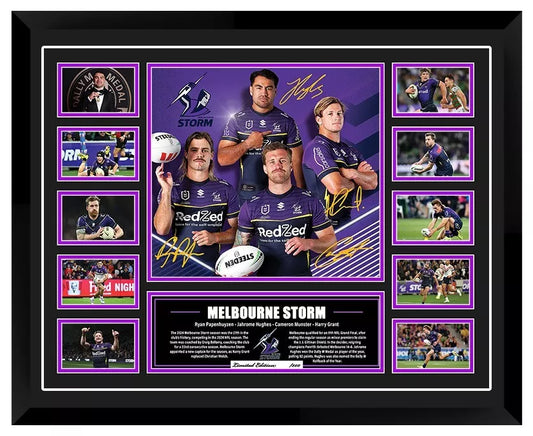 Melbourne Storm NRL Superstars Cameron Munster Ruby Limited Photo Memorabilia Wooden Frame