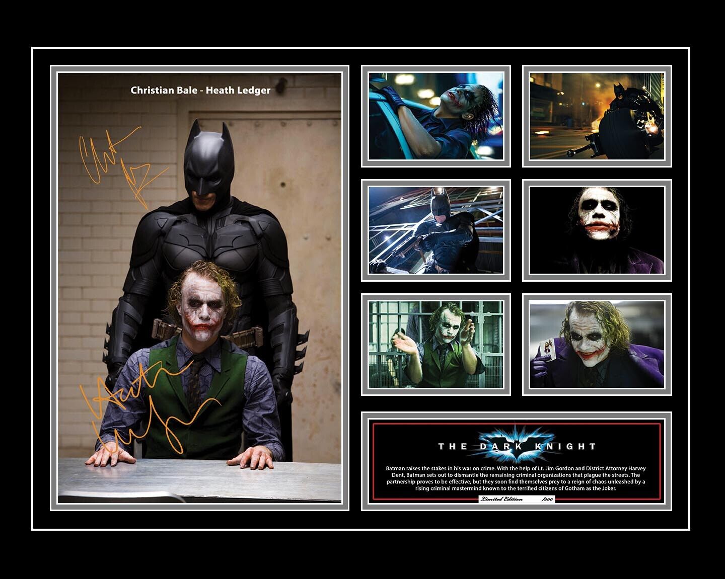 Batman The Dark Knight Heath Ledger Christian bale Signed Limited Photo Memorabilia Frame - Homeware Discounts