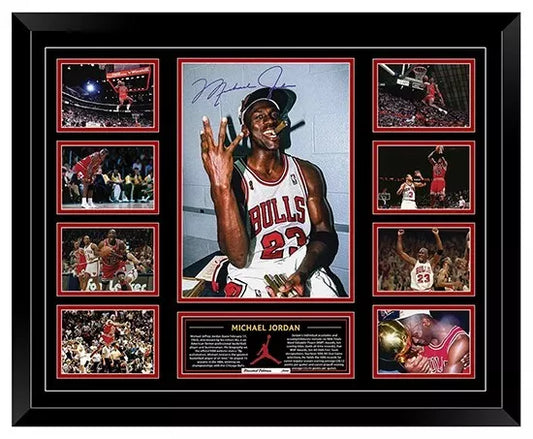 Michael Jordan Chicago Bulls 56CM x 46CM Limited Photo Memorabilia Wooden Frame