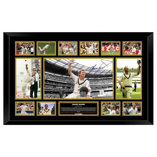 Shane Warne Signed Framed Limited Edition 86cmx56cm Photo Memorabilia Wooden Frame