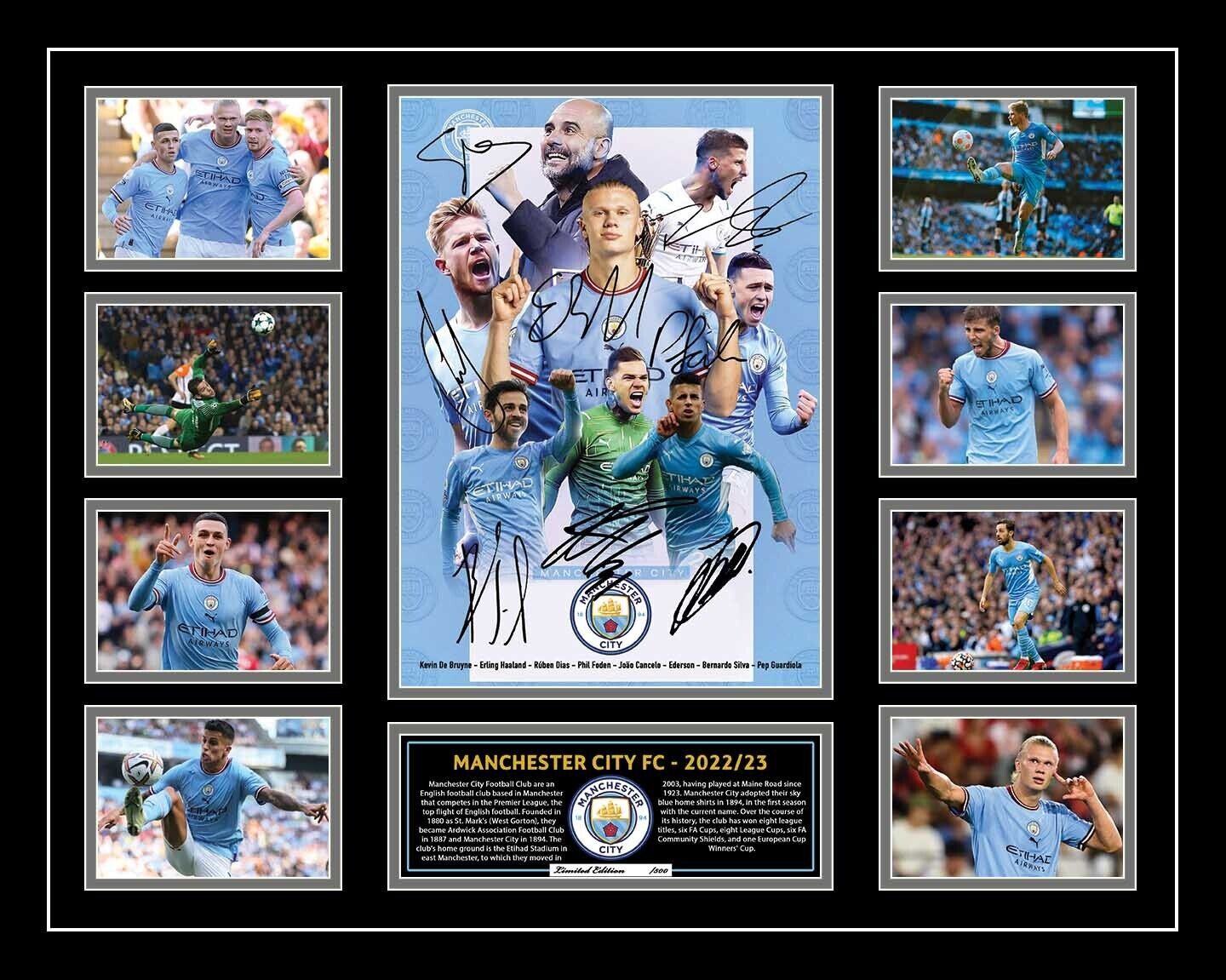 2023 Champions League Soccer Football MAN CITY Manchester City FC 56CMx46CM Memorabilia Wooden Limited Frame - Homeware Discounts
