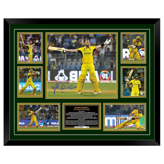 GLENN MAXWELL ODI WC 2023 VS AFGHANISTAN SIGNED Limited Edition Photo Memorabilia Wooden Frame ICC Cricket World Cup 2023